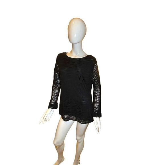 Vintage Crochet Long Sleeve Sweater Black Large - Picture 16 of 16